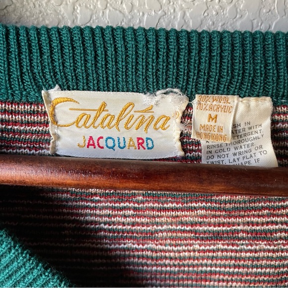 Vintage Catalina Jacquard Wool Southwestern Aztec Bell Sleeve Sweater Medium - Picture 3 of 9